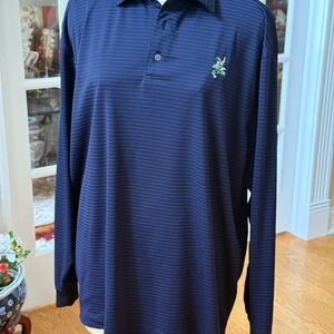 FootJoy Men's Polo in Navy and Black Stripes long sleeve